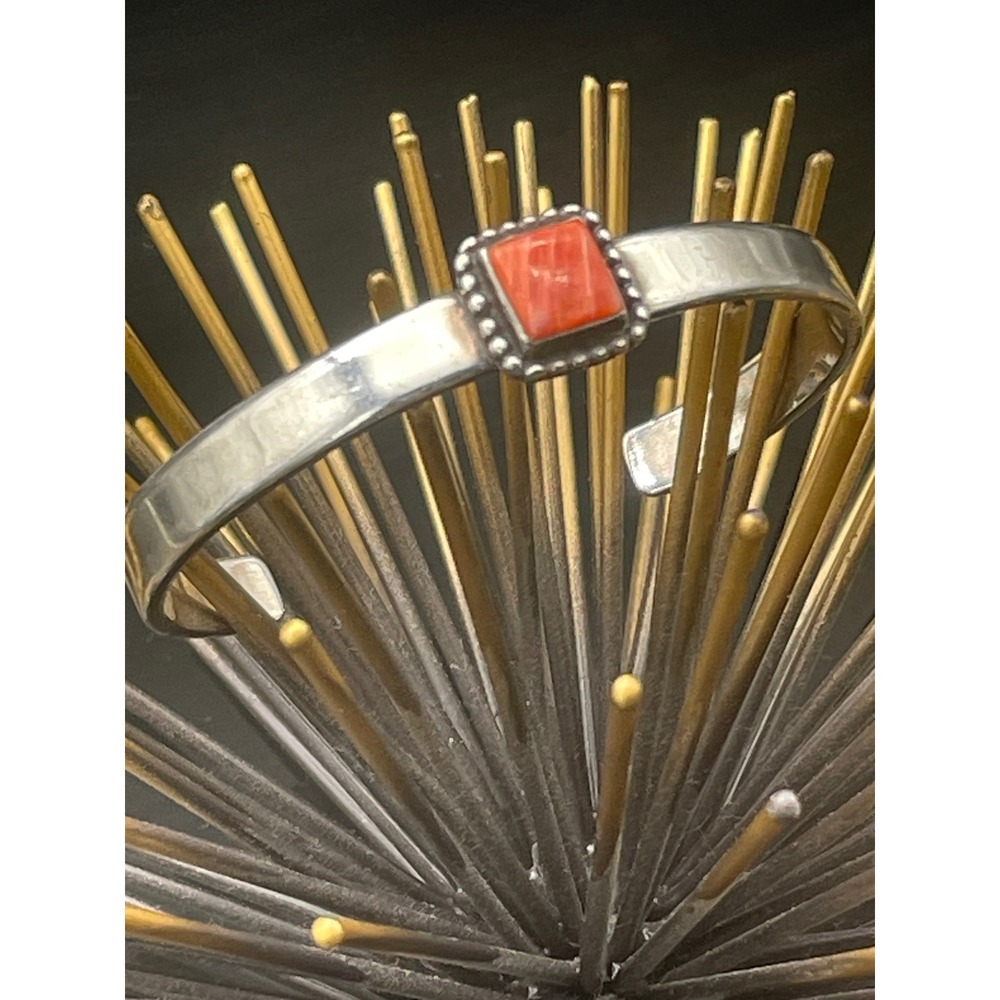 Bea Tom Navajo Spiny Oyster Sterling Silver Cuff Bracelet Signed
